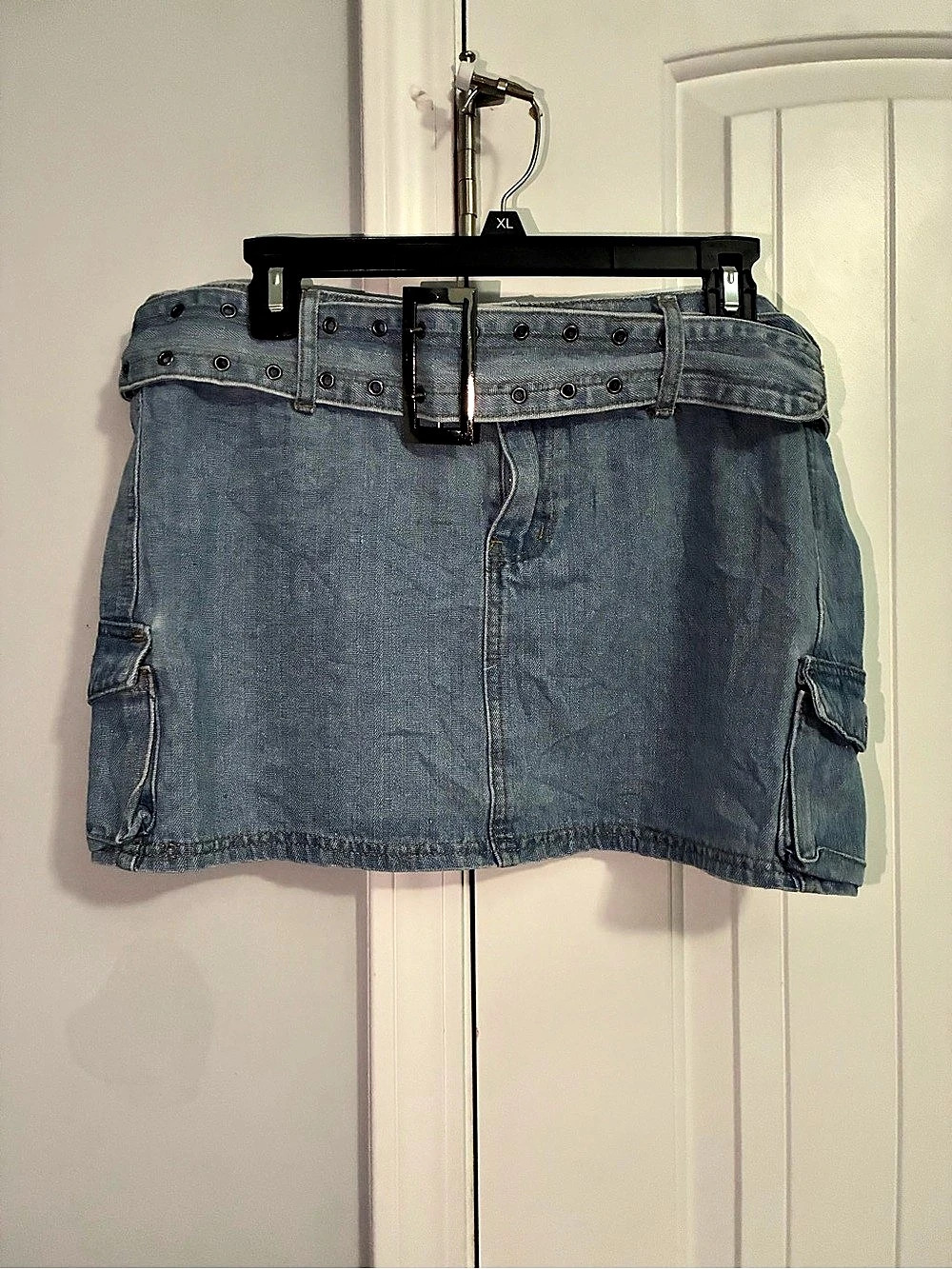 Princess Polly Denim Mini Skirt with Belt in Blue Size XL
